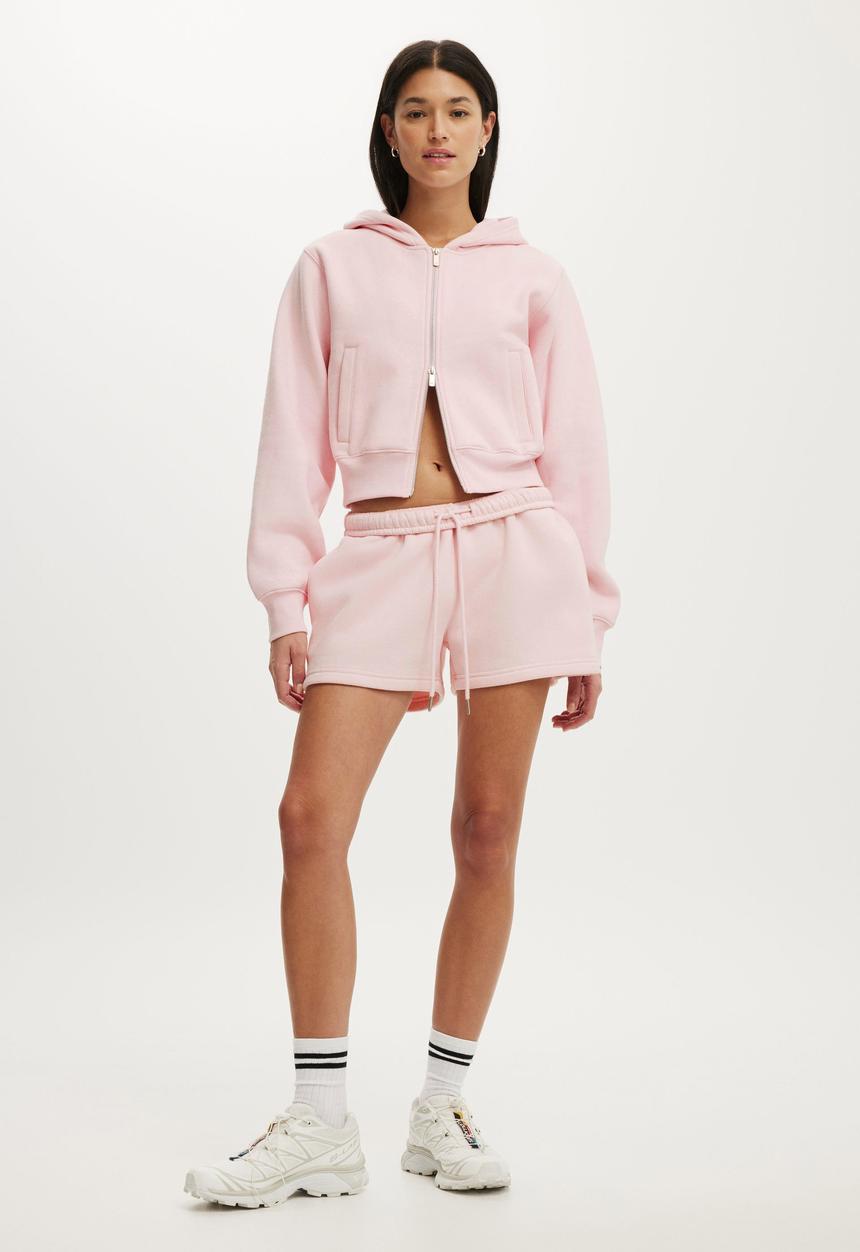 Cotton On - Plush Relaxed Zip Through Hoodie - Cherry Dream