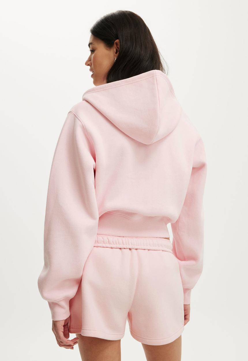 Cotton On - Plush Relaxed Zip Through Hoodie - Cherry Dream