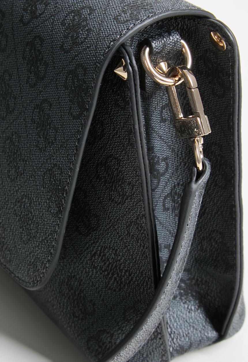 GUESS - Meridian ii flap crossbody bag- coal logo