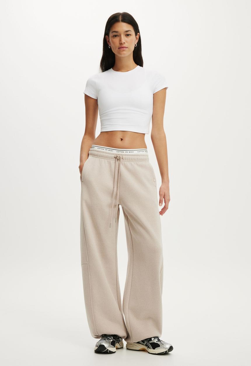Cotton On - Plush Adjustable Balloon Sweatpant - Sesame Marle