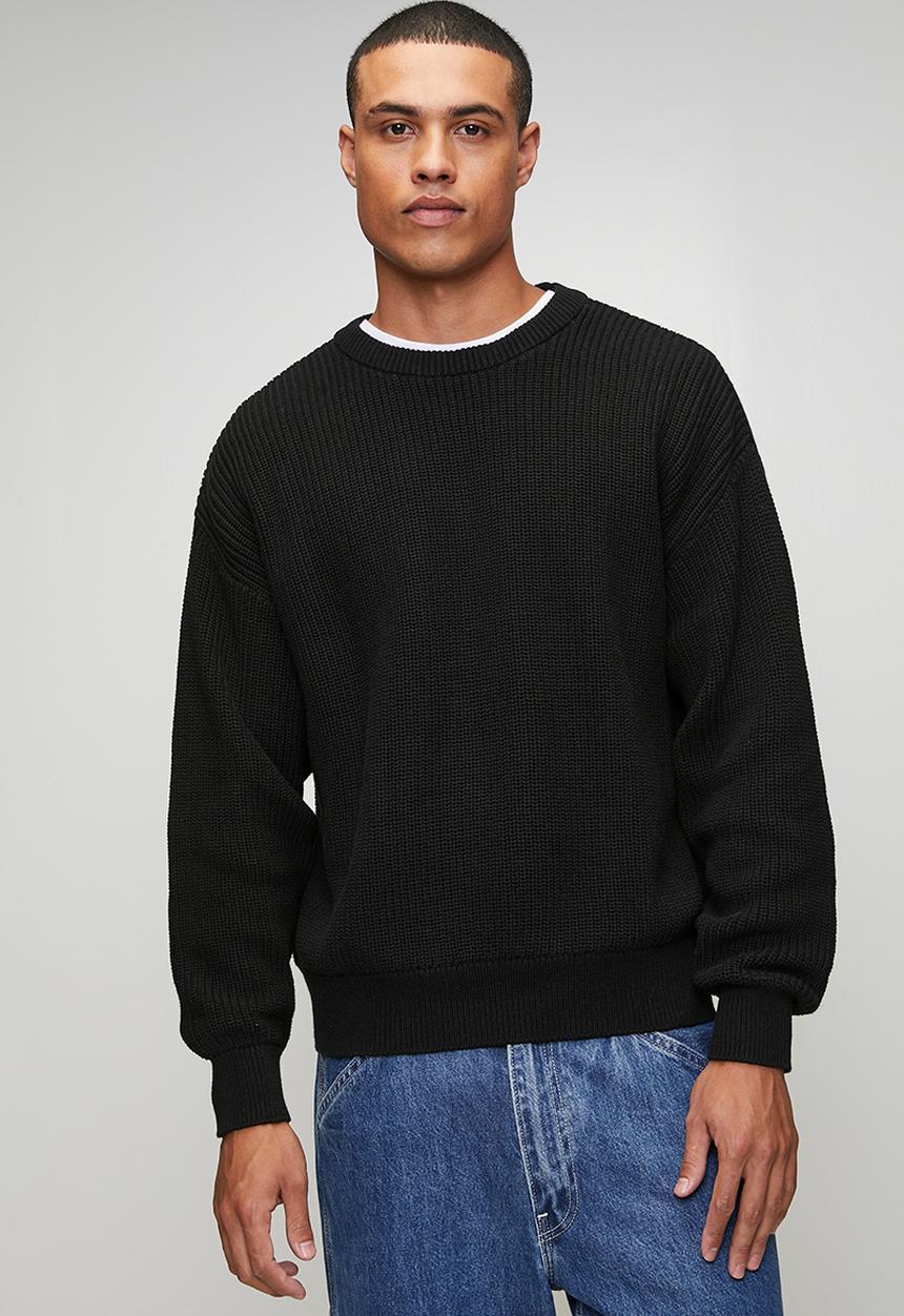 Box Fit Crew Knit - Jet Black