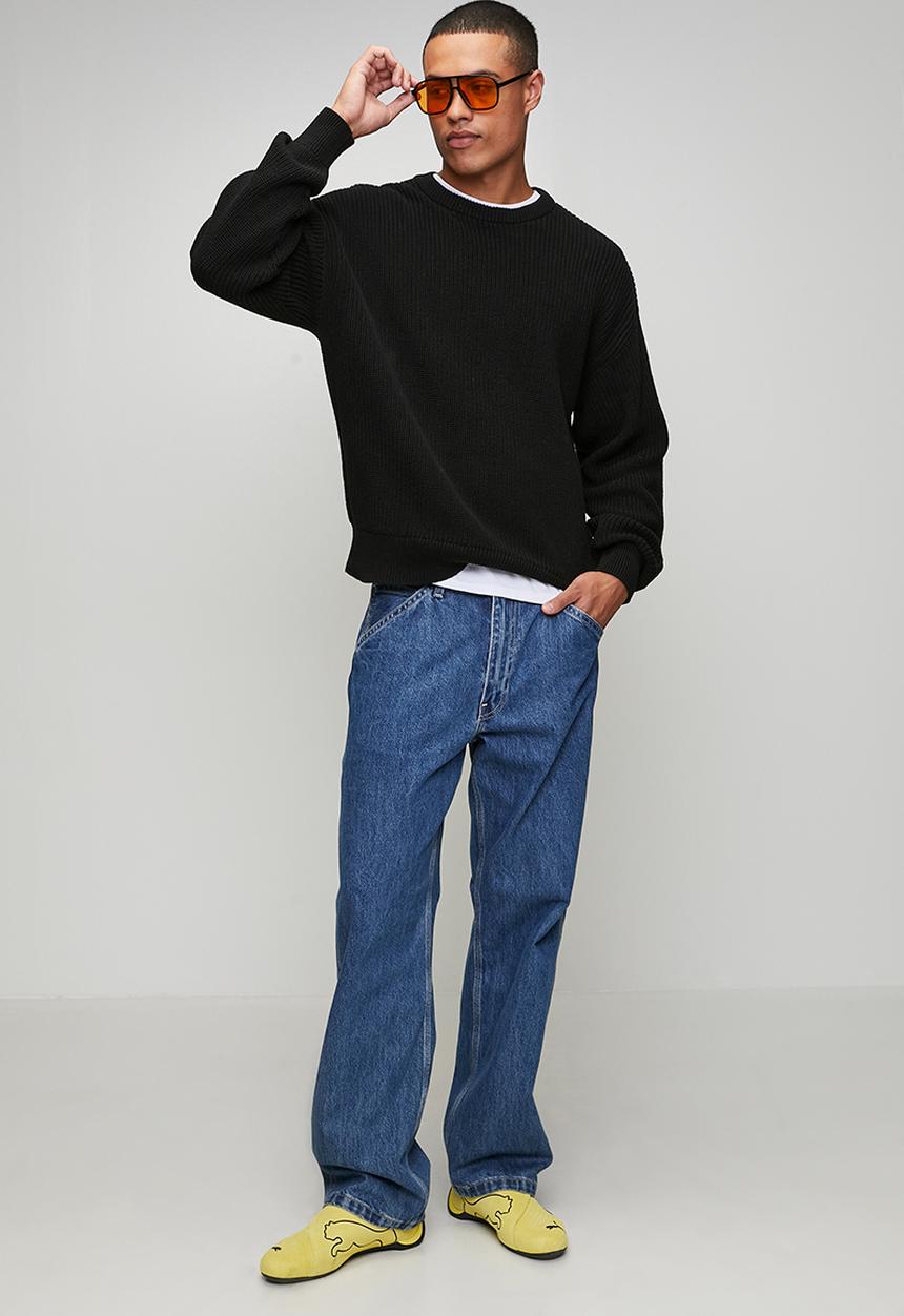 Cotton On - Box Fit Crew Knit - Jet Black