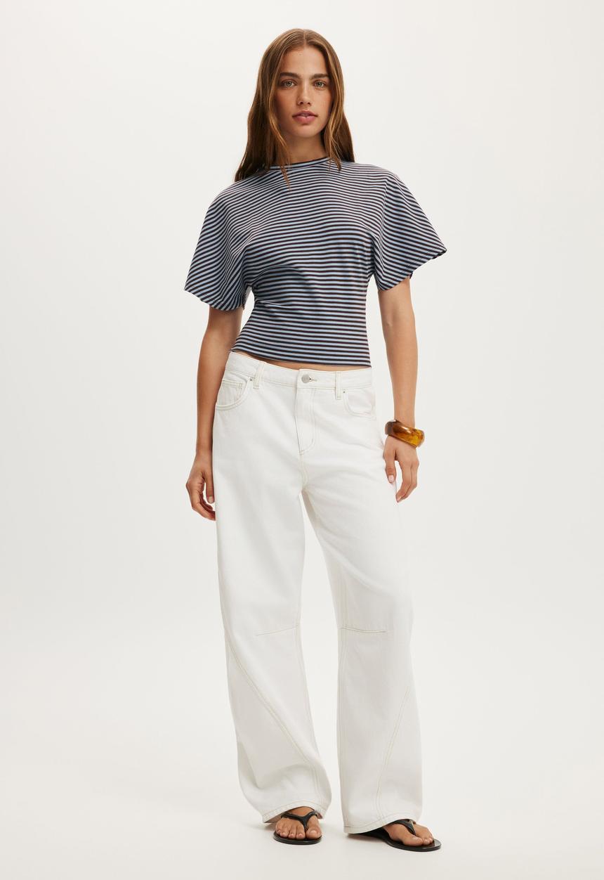 Cotton On - Blair batwing short sleeve tee - madi stripe cosmic star/dark oak