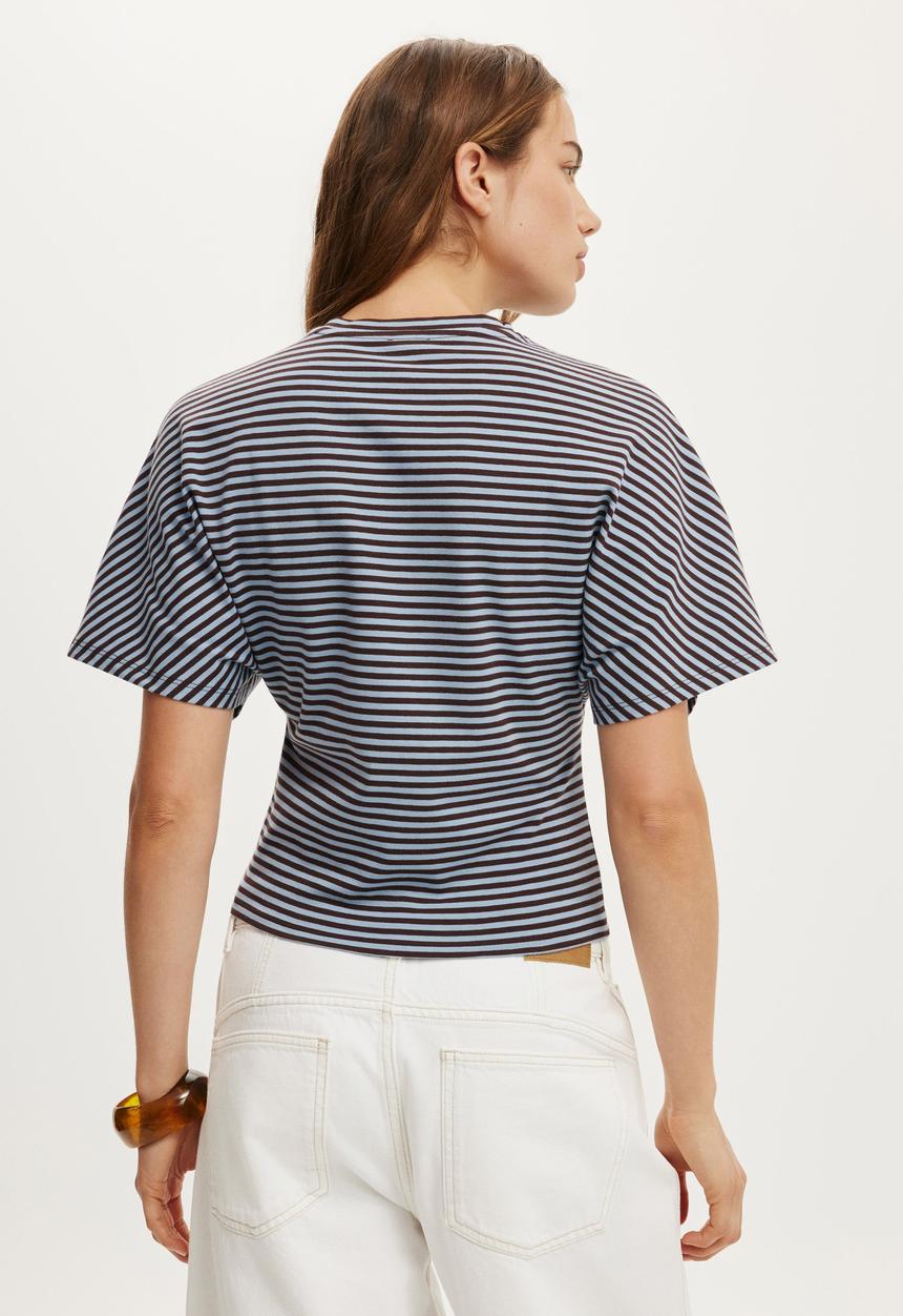 Cotton On - Blair batwing short sleeve tee - madi stripe cosmic star/dark oak