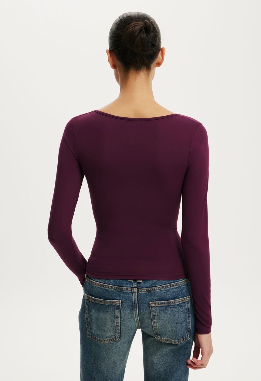 Cotton On - Hold me long sleeve - blackberry belle