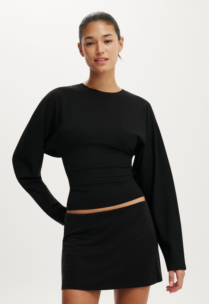 Cotton On - Blair Batwing Long Sleeve - Black