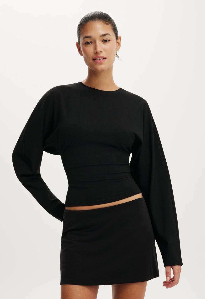 Cotton On - Blair Batwing Long Sleeve - Black