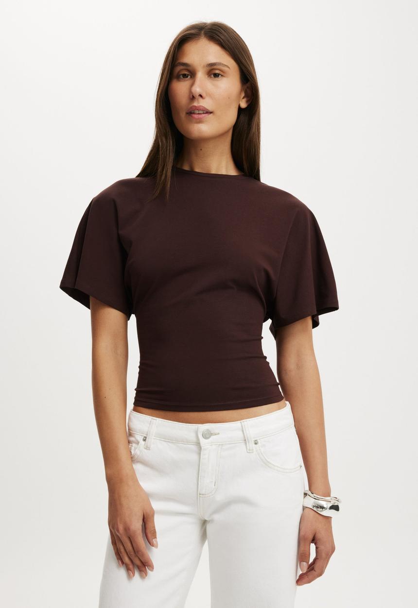 Cotton On - Batwing Short Sleeve Tee - Dark Oak