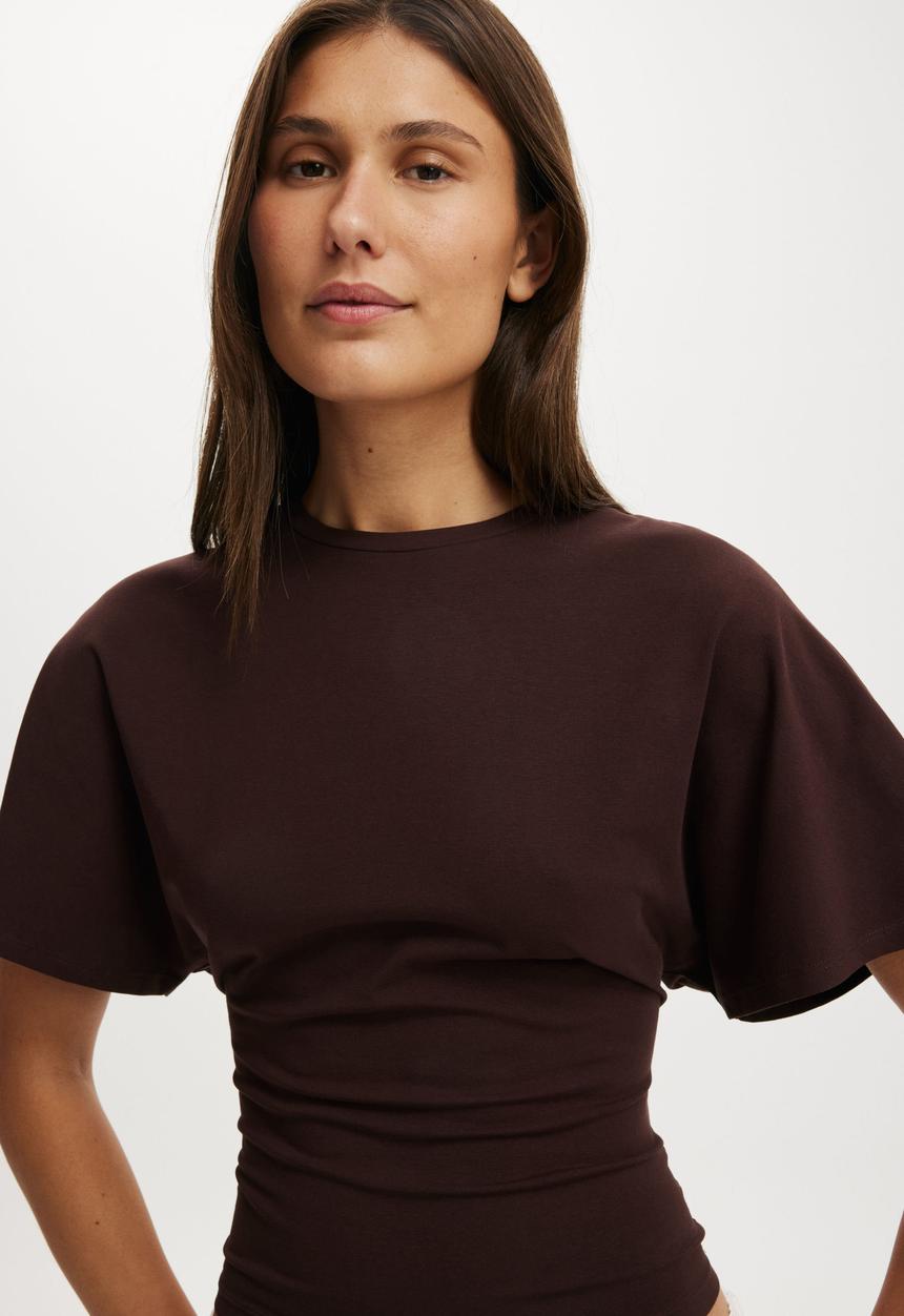 Cotton On - Batwing Short Sleeve Tee - Dark Oak