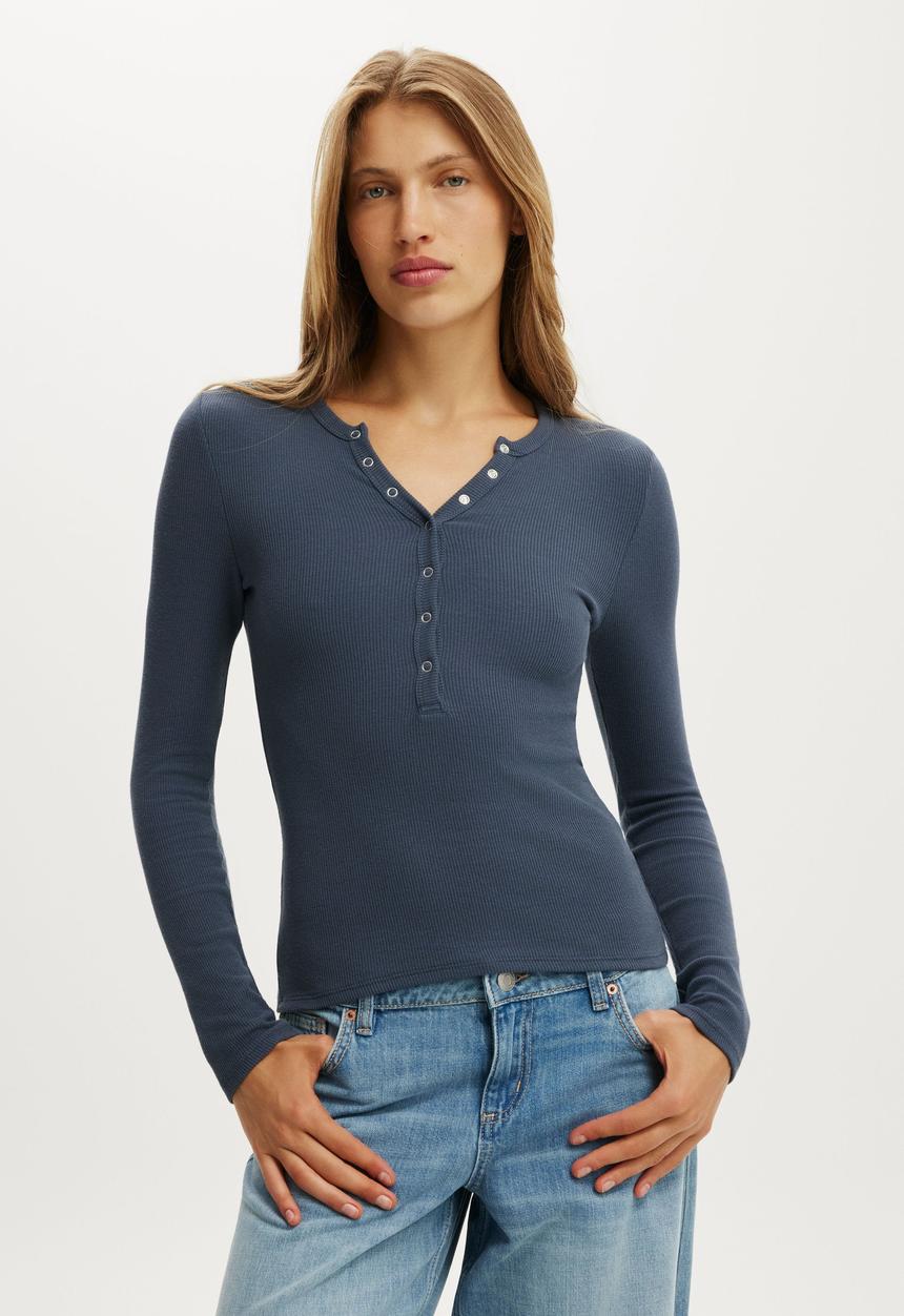 Cotton On - Blake henley long sleeve - collegiate navy