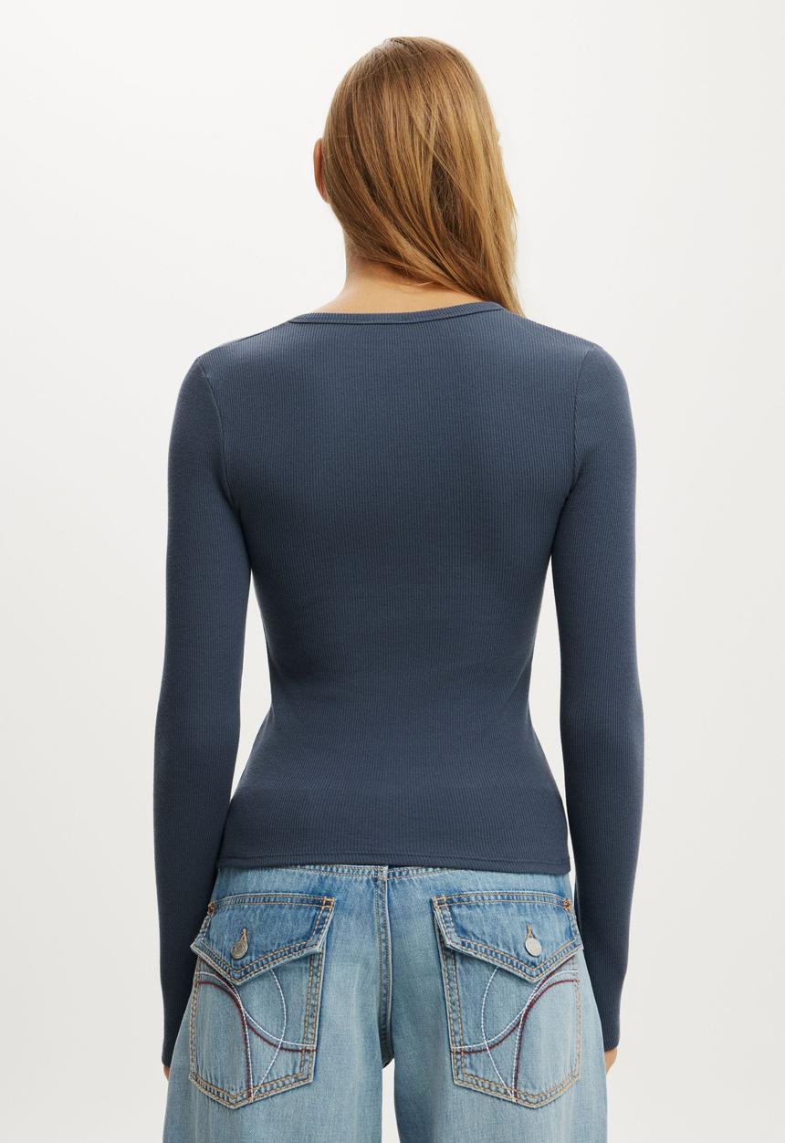 Cotton On - Blake henley long sleeve - collegiate navy