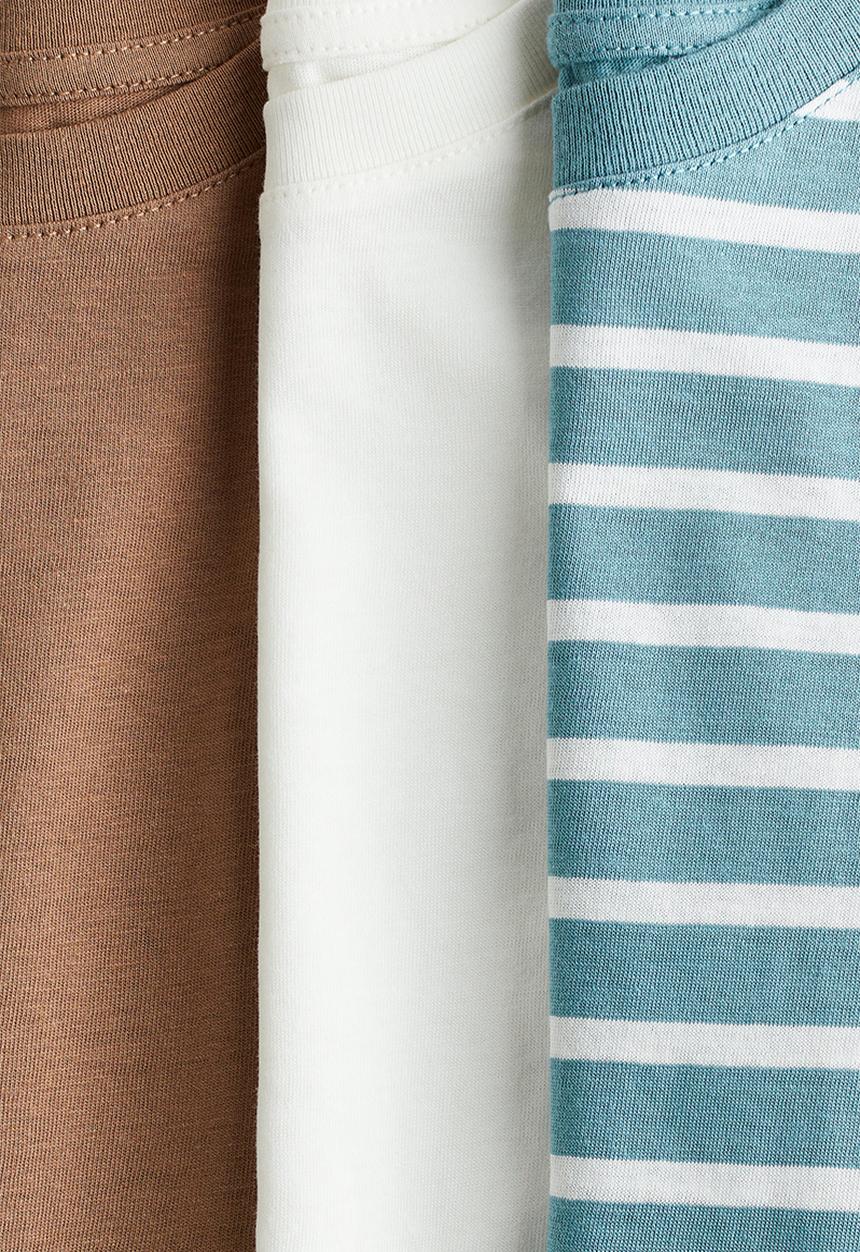 H&M - 3-Pack cotton T-shirts - light turquoise/striped