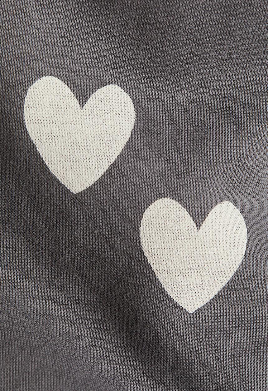 H&M - Printed brushed-inside sweatshirt - grey/hearts