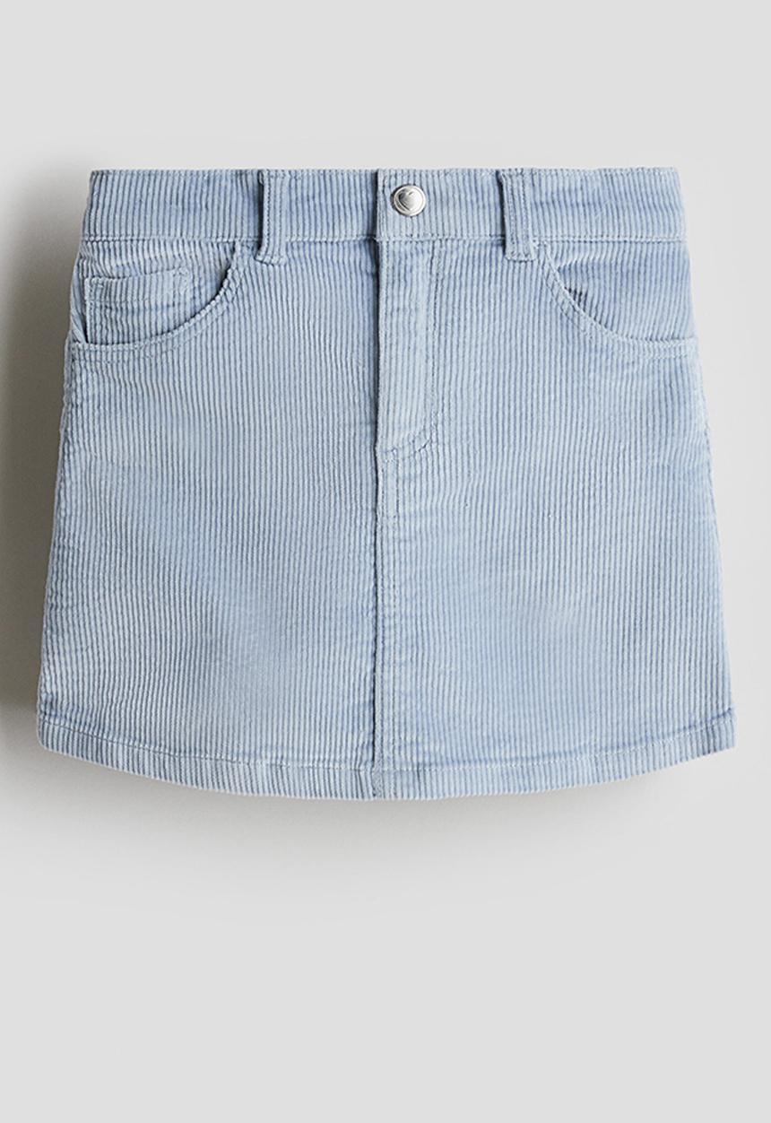 H&M - Corduroy skirt - light denim blue