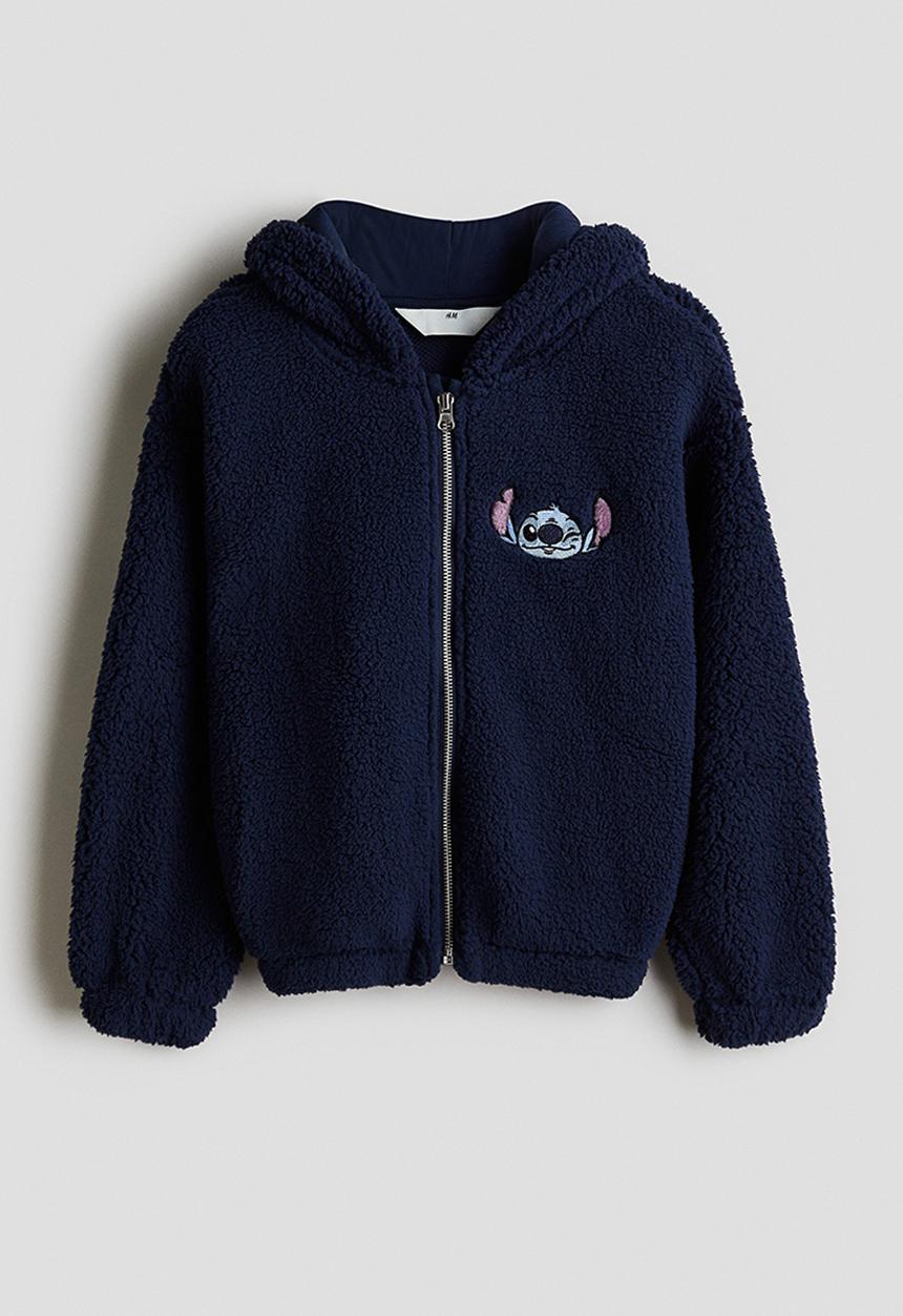H&M - Teddy zip-through hoodie - blue/stitch