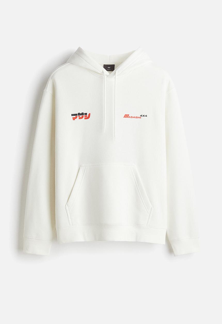 Loose fit printed hoodie - white masashi - 1122659072