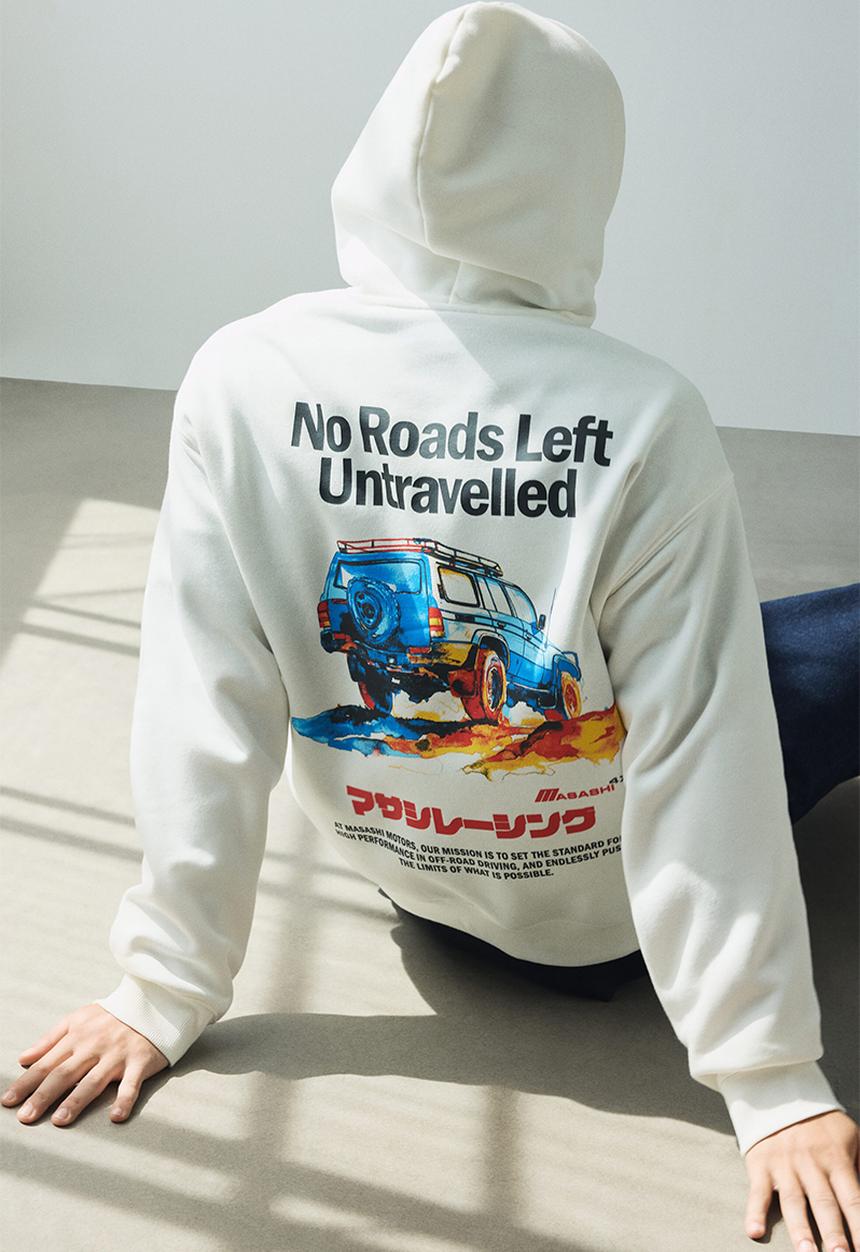 Loose fit printed hoodie - white masashi - 1122659072