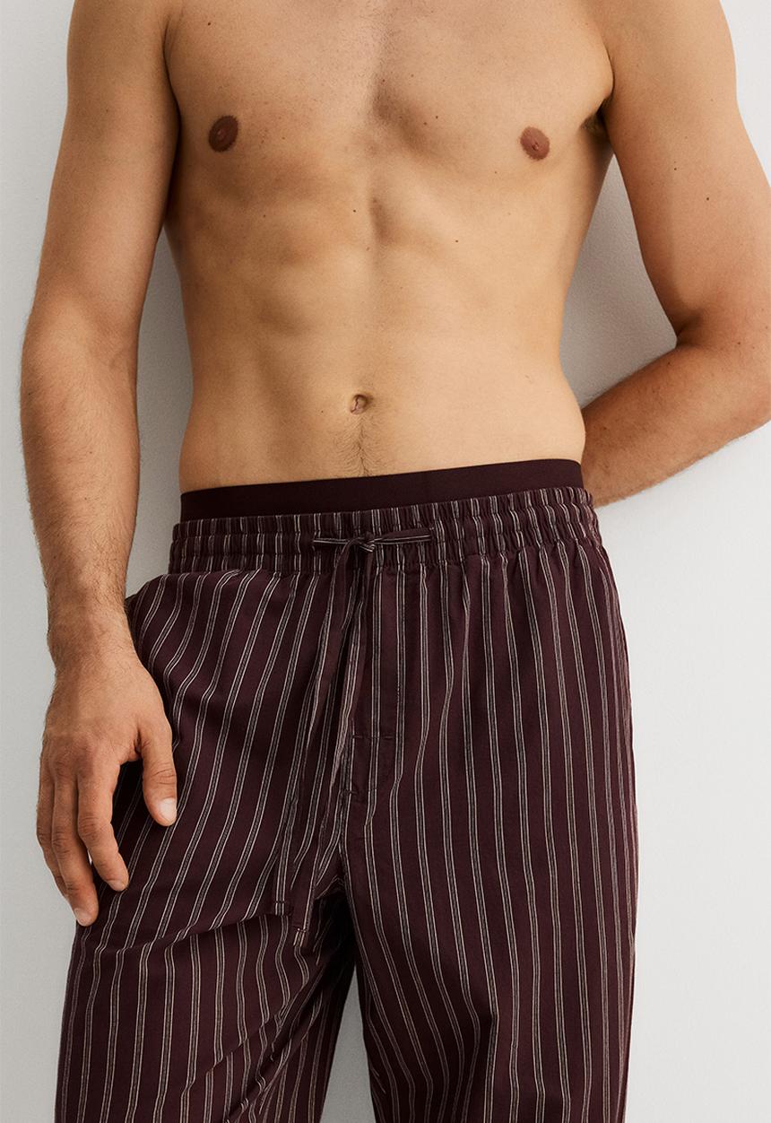 H&M - Relaxed fit poplin trousers - plum purple striped