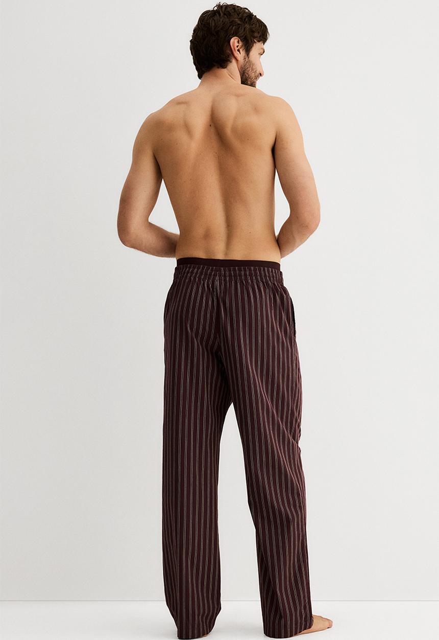 H&M - Relaxed fit poplin trousers - plum purple striped