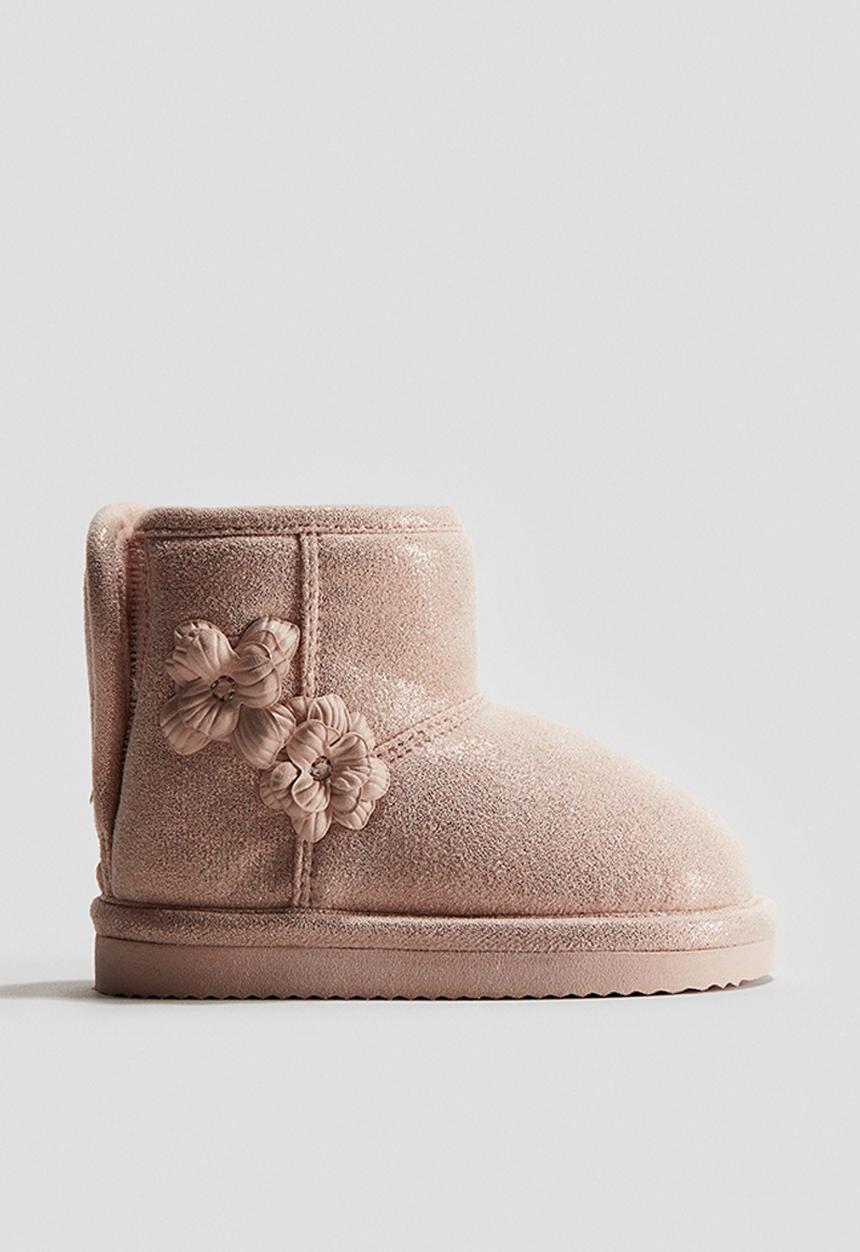 H&M - Fluffy-lined boots - light dusty pink/glitter