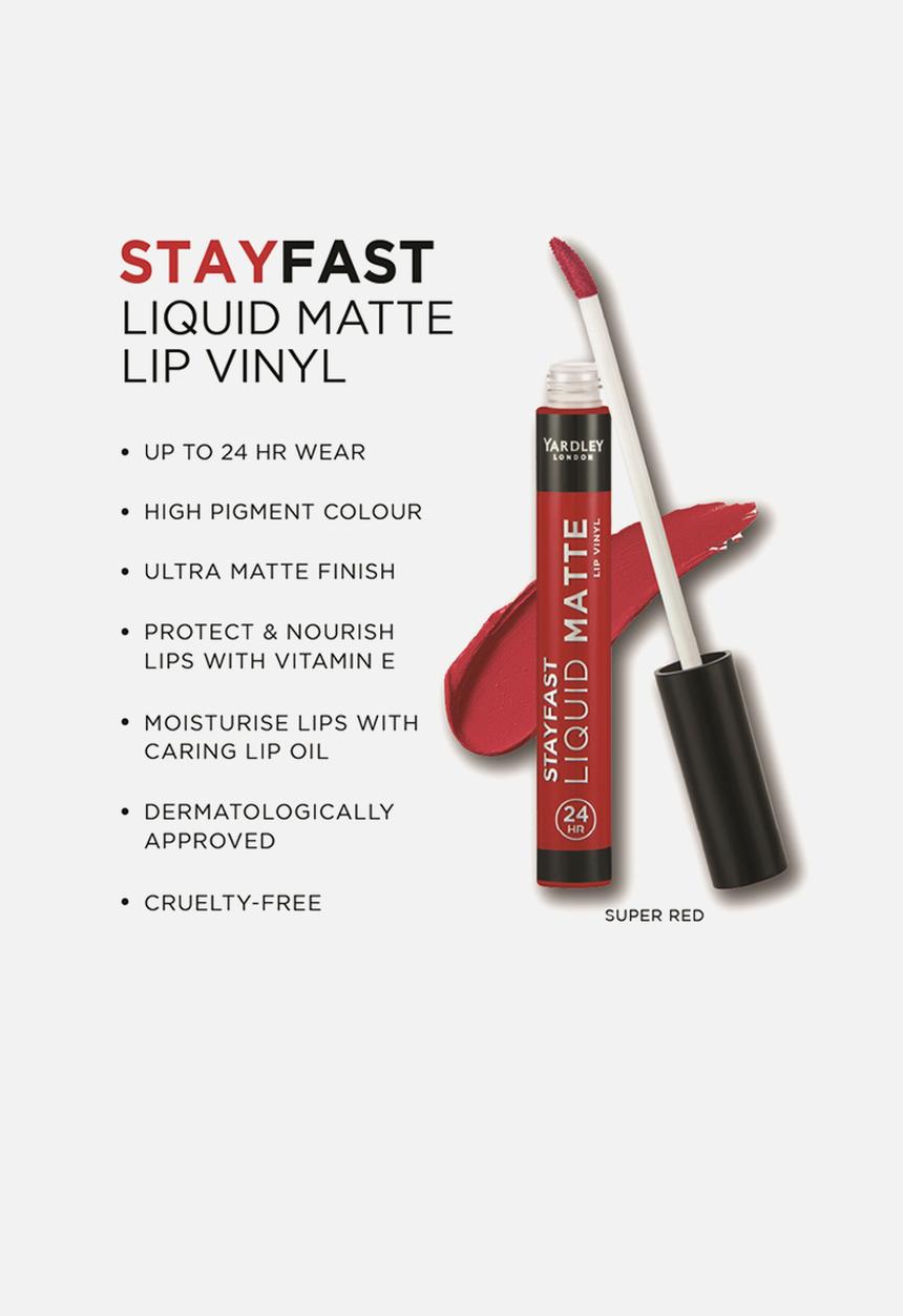 Yardley London - Stayfast Liquid Matte Vinyl Lipstick - Super Red