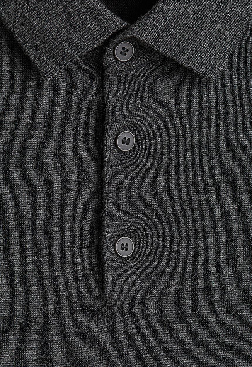 H&M - Regular fit merino wool polo shirt - dark grey