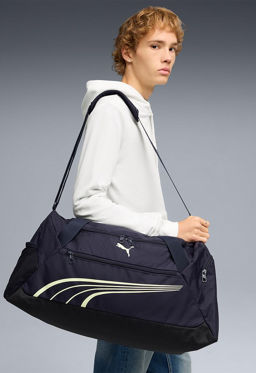 Puma Fundamental Medium Sports Bag - New Navy-Apple Spritz