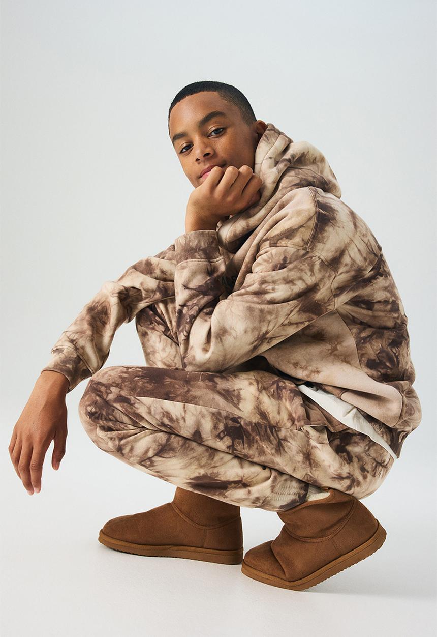 H&M - Printed sweatshirt joggers - light beige/tie-dye