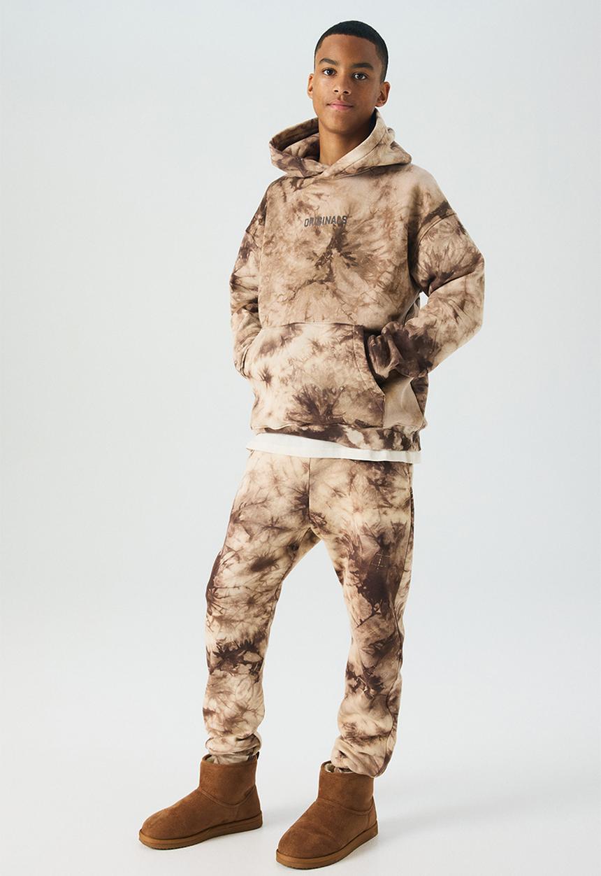 H&M - Printed sweatshirt joggers - light beige/tie-dye