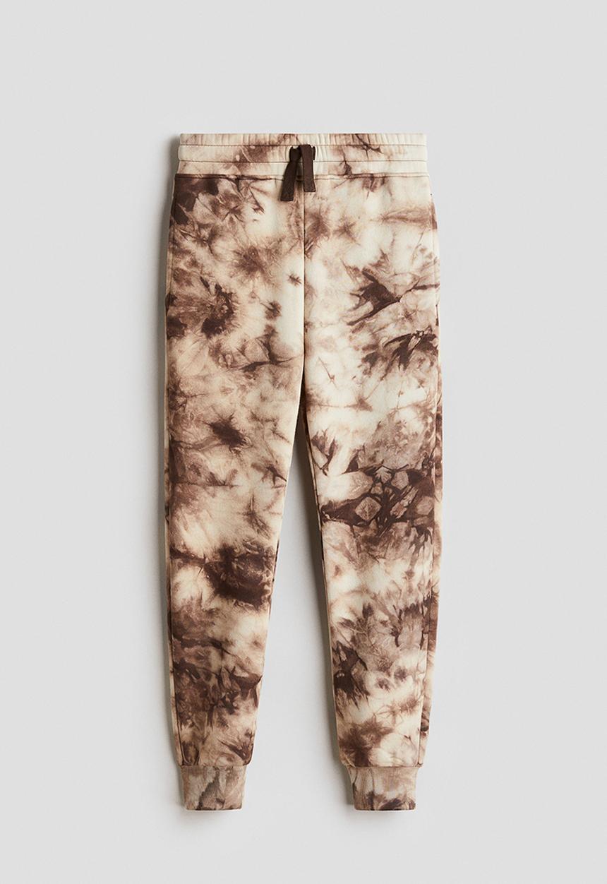 H&M - Printed sweatshirt joggers - light beige/tie-dye