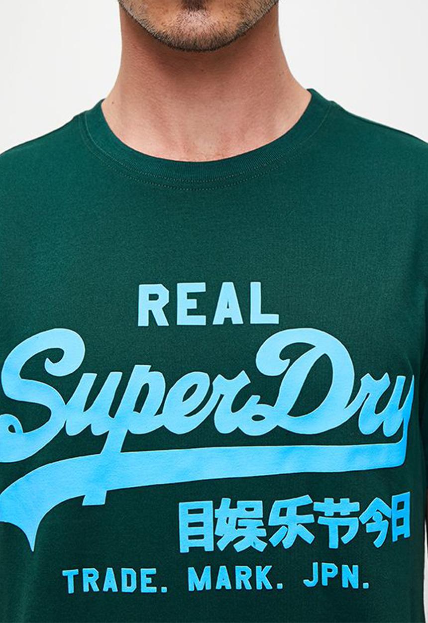 Superdry. - Neon vl graphic T-shirt - dark pine green