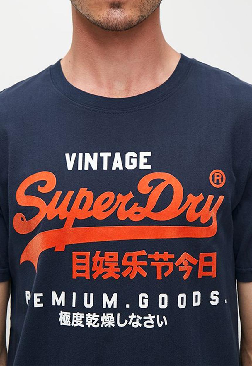 Superdry. - Duo vintage logo T-shirt - richest navy