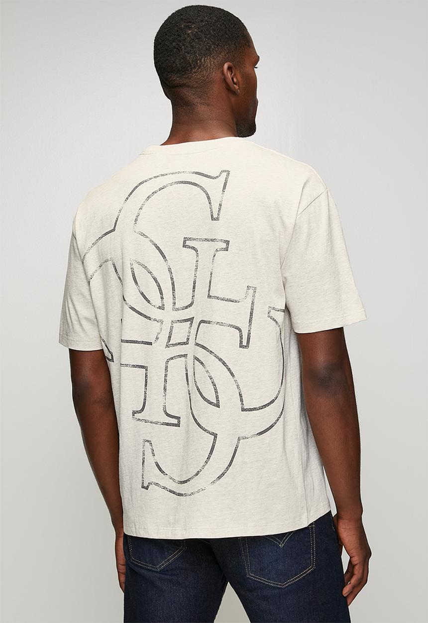 GUESS - Short sleeve Bsc Dstrssd Quattro G Tee - Light Oatmeal Heather M11