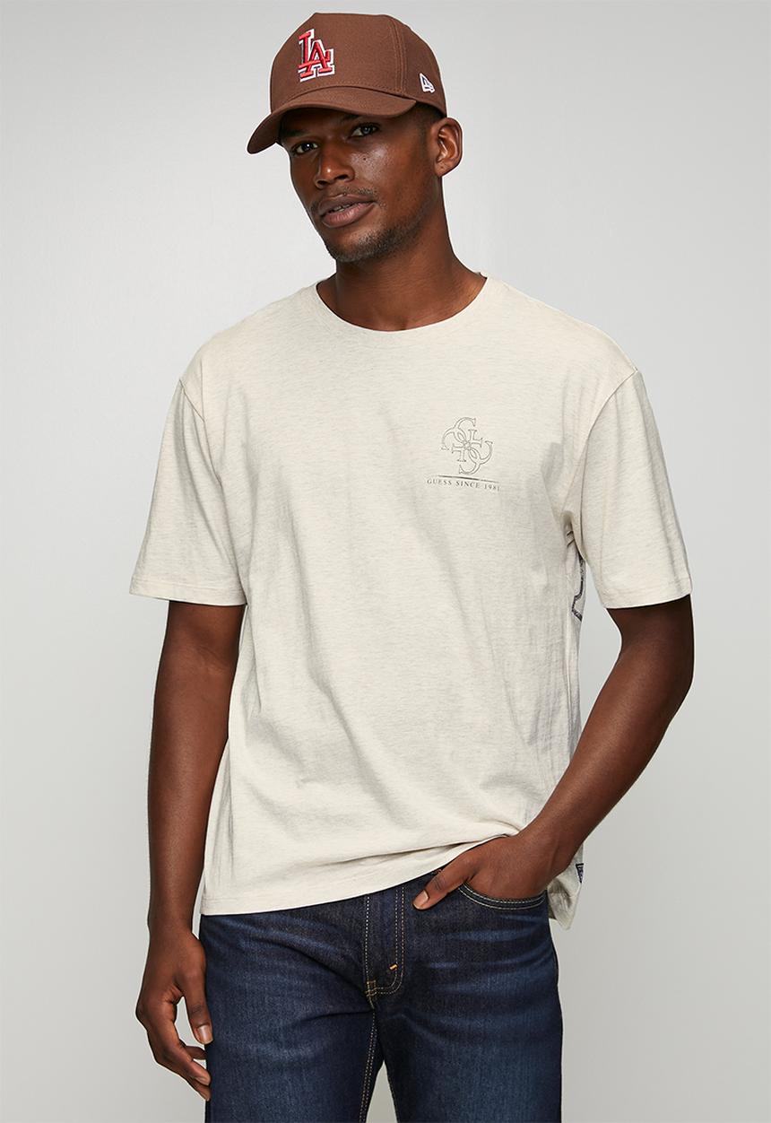 GUESS - Short sleeve Bsc Dstrssd Quattro G Tee - Light Oatmeal Heather M11