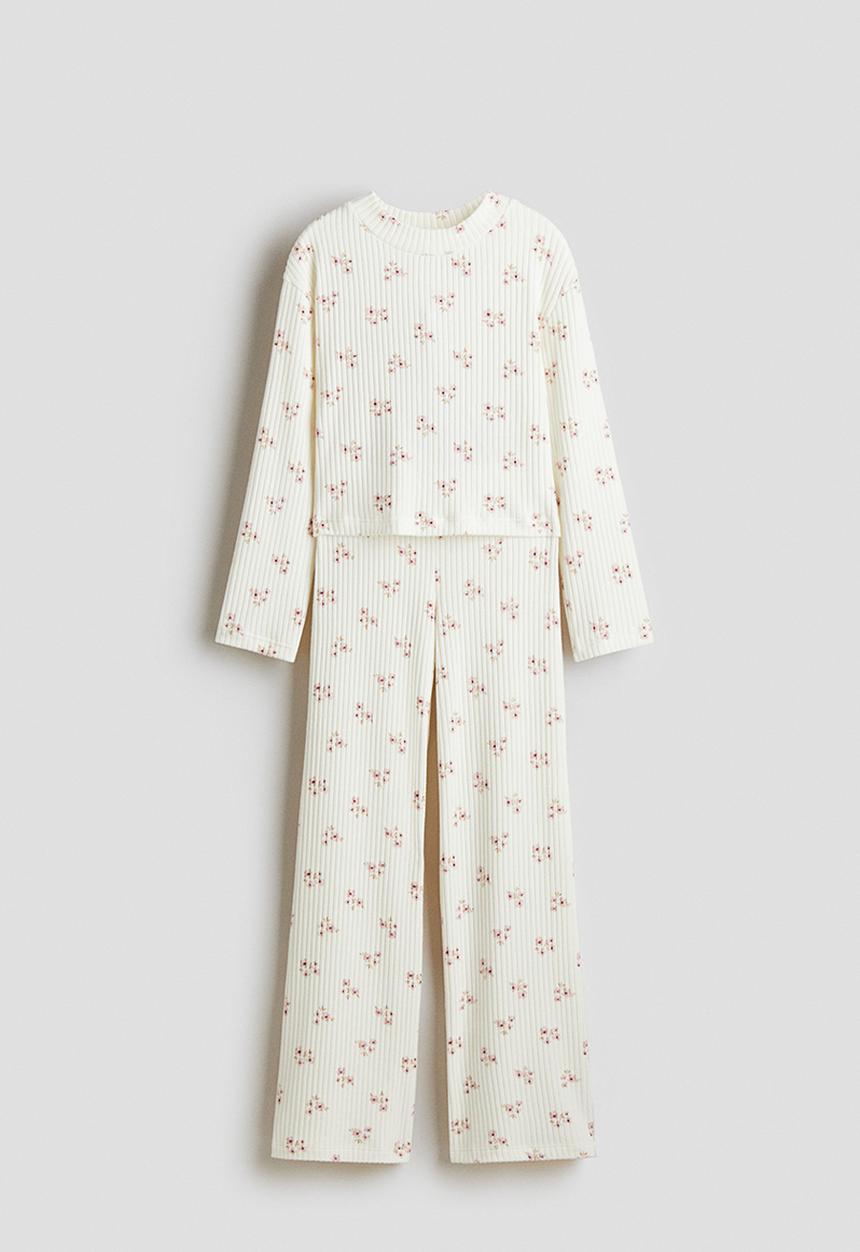 H&M - 2-Piece top and trousers set - white floral
