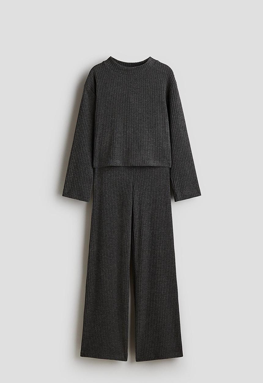 H&M - 2-Piece top and trousers set - dark grey