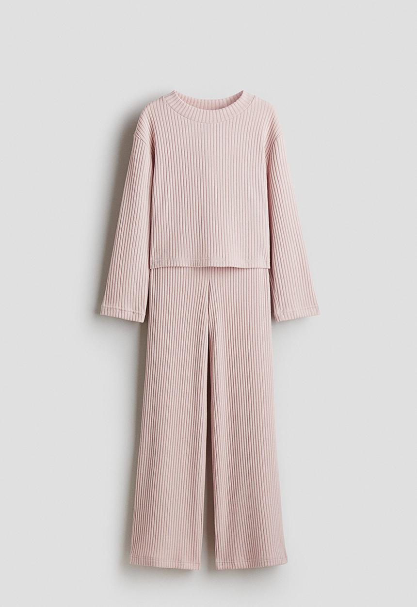 H&M - 2-Piece top and trousers set - light dusty pink