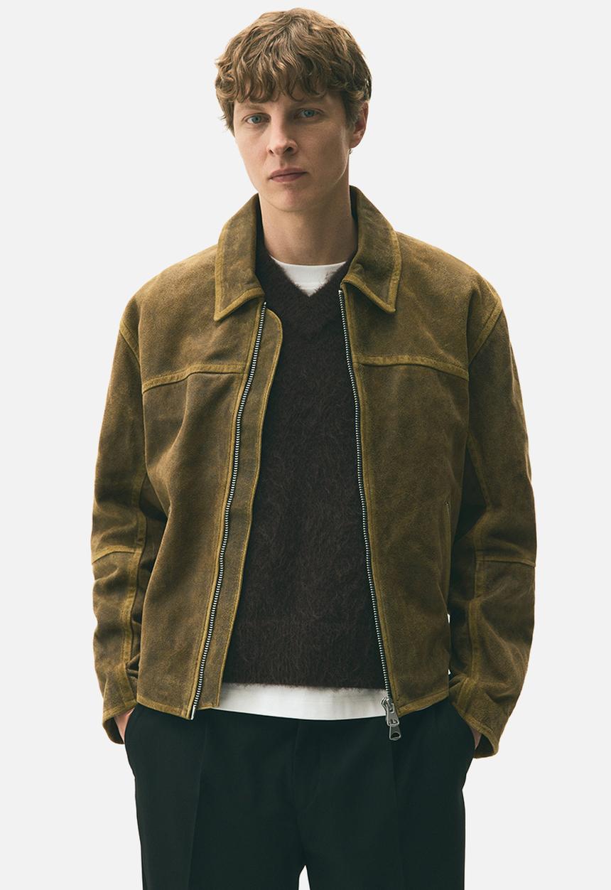 Leather biker jacket - brown - 1301051001