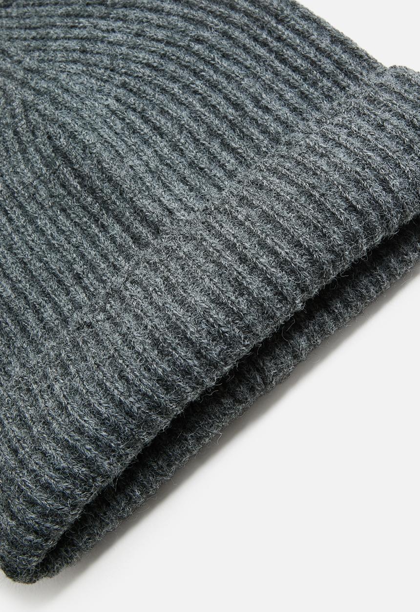 Tessa Design - Camille Ribbed Turn Up Beanie - Grey