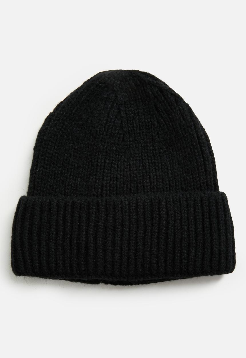 Tessa Design - Calypso Ribbed Turn Up Beanie - Black