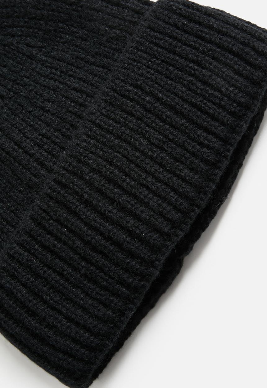 Tessa Design - Calypso Ribbed Turn Up Beanie - Black