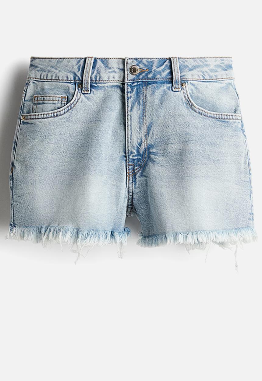 H&M - High denim shorts - light denim blue