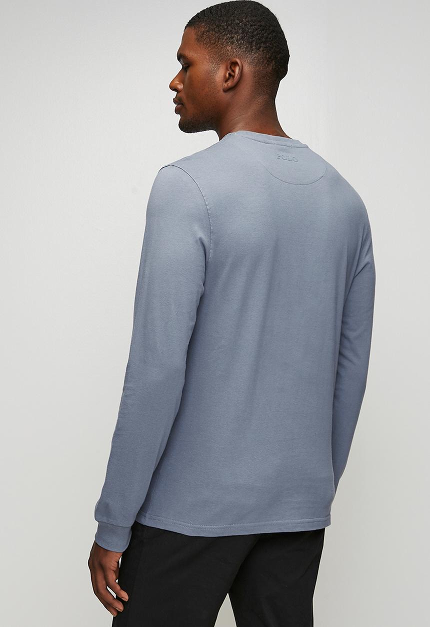 POLO - Paul Essential Badge Long sleeve Tee - Blue