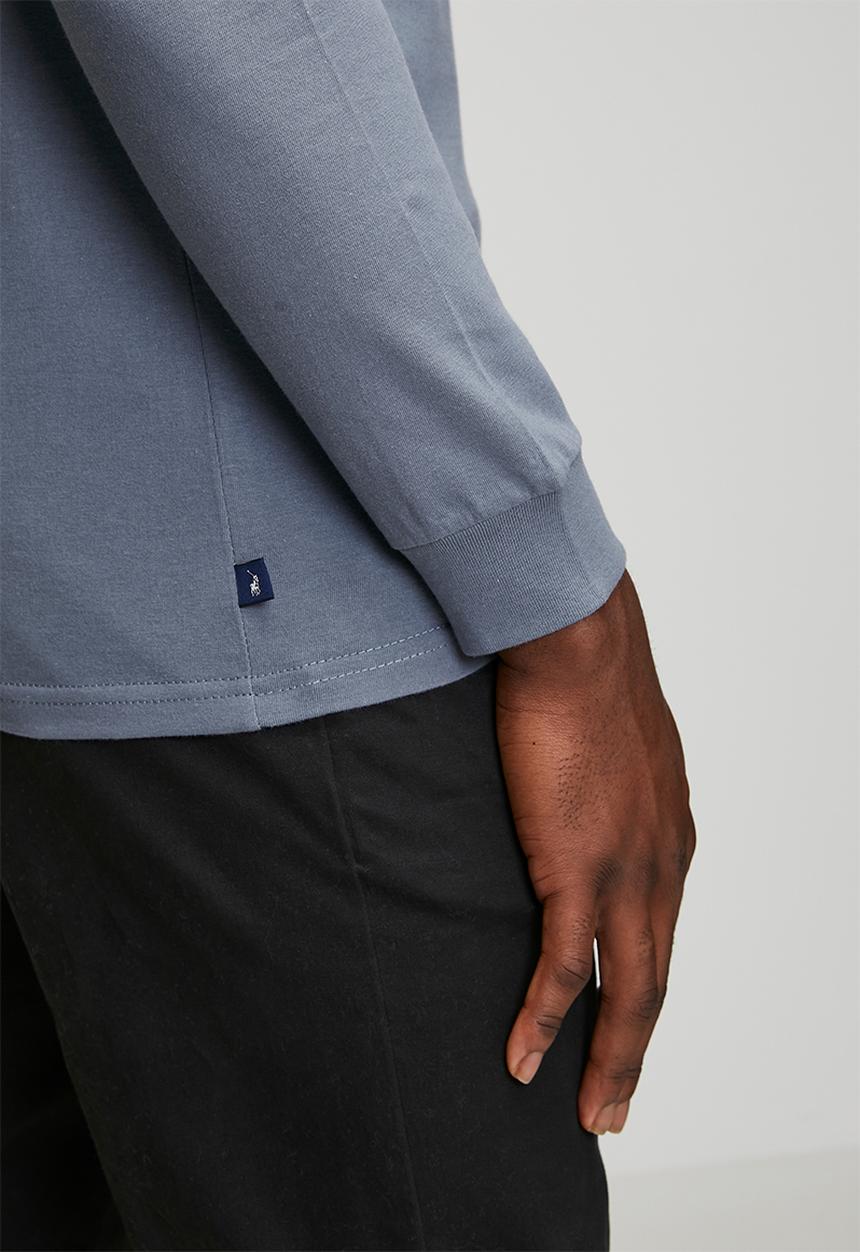 POLO - Paul Essential Badge Long sleeve Tee - Blue