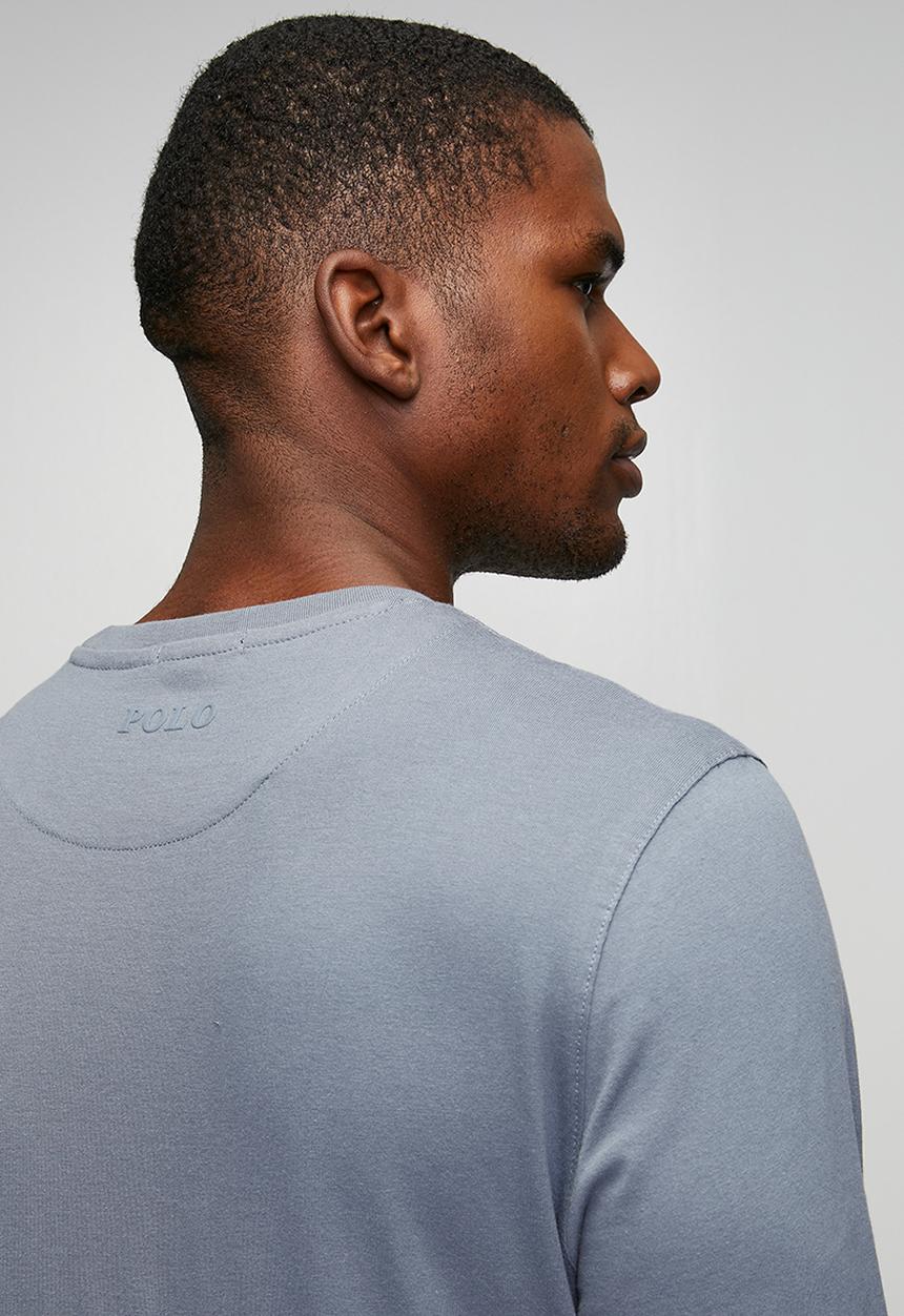POLO - Paul Essential Badge Long sleeve Tee - Blue