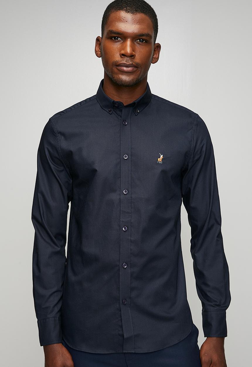 POLO - Iman Classic Oxford Long sleeve Shirt - Navy