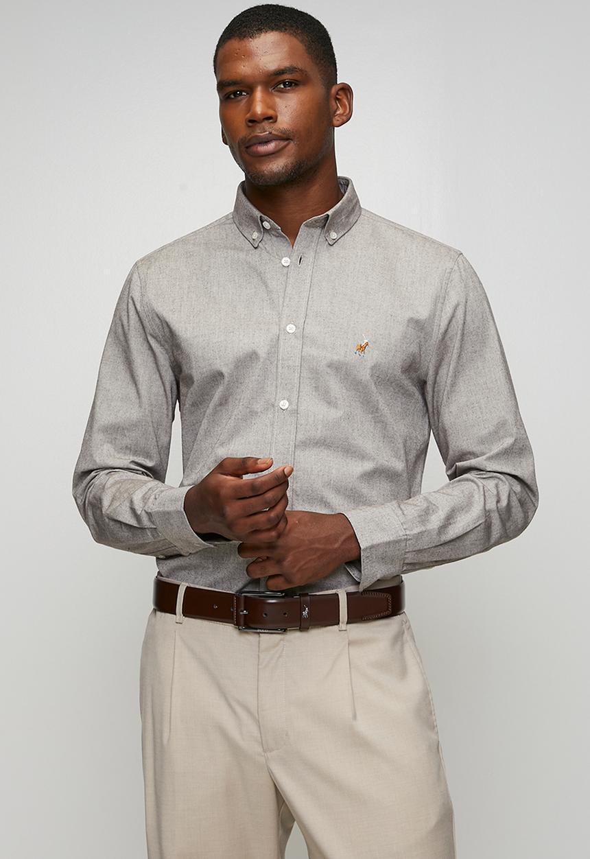 POLO - Iman Ls Oxford Shirt Iman - Brown