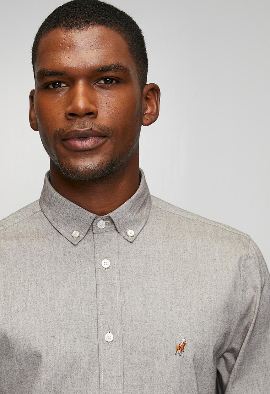 POLO - Iman Ls Oxford Shirt Iman - Brown