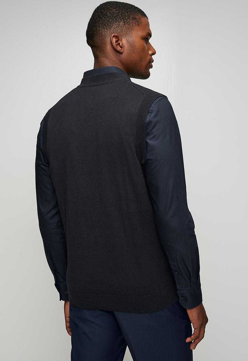 POLO - Luke  Stripe Crew Long Sleeve Knitwear  - Navy