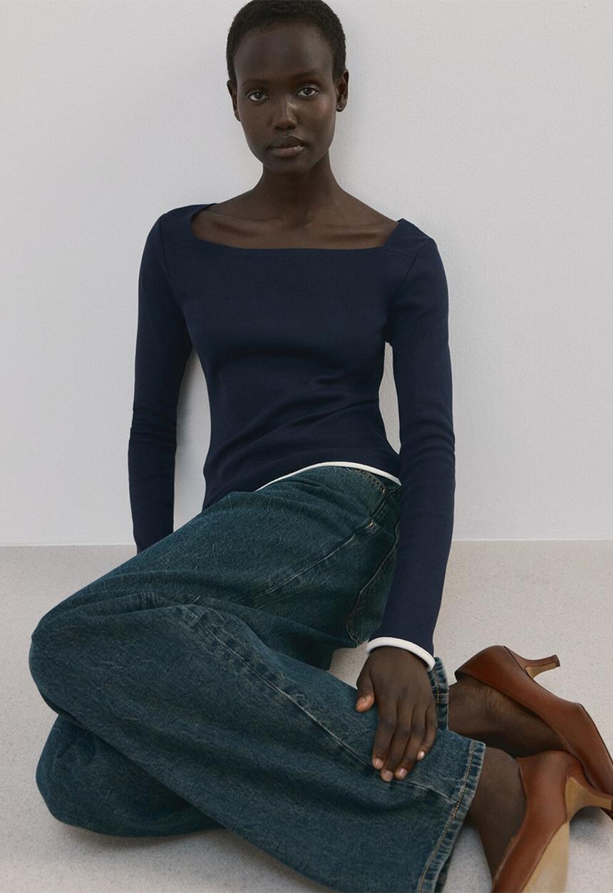 MANGO - T-shirtporta - midnight navy